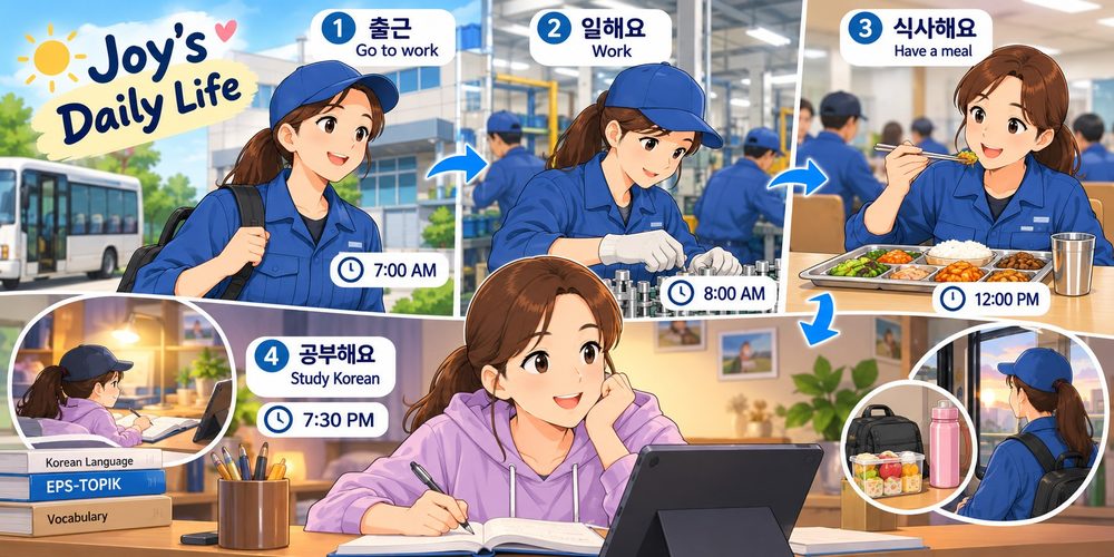 Joy’s daily life in Korea: work, meals, study, and rest