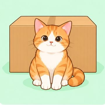 a cat sitting in front of a closed cardboard box